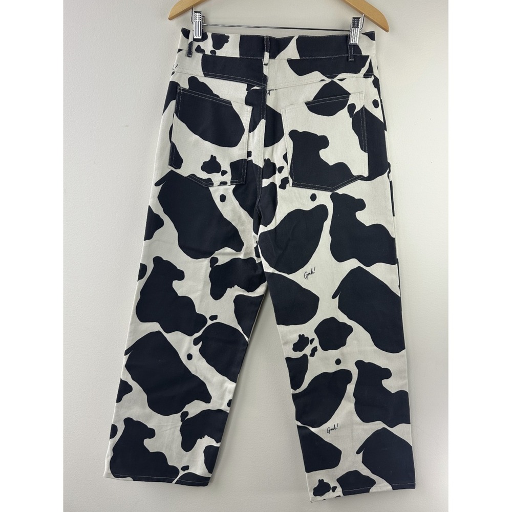 Lisa Says Gah Robyn High Waisted Jean in Cow Print Straight Leg Ankle Size 32 - Picture 7 of 14